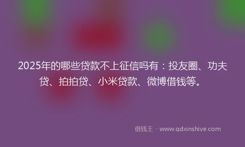 2025年的哪些贷款不上征信吗有：投友圈、功夫贷、拍拍贷、小米贷款、微博借钱等。
