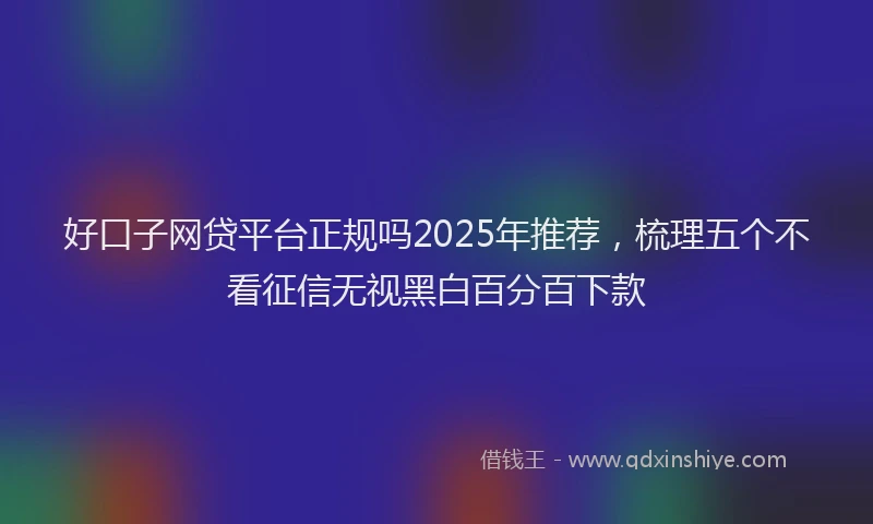 好口子网贷平台正规吗2025年推荐，梳理五个不看征信无视黑白百分百下款