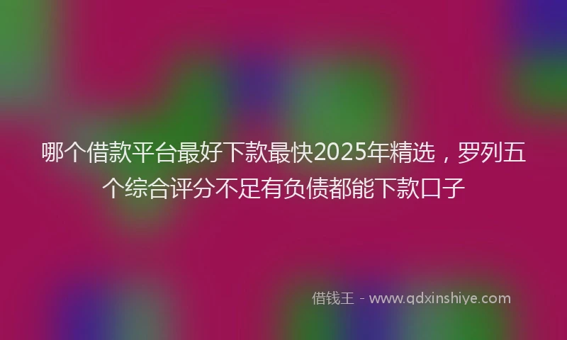 哪个借款平台最好下款最快2025年精选，罗列五个综合评分不足有负债都能下款口子