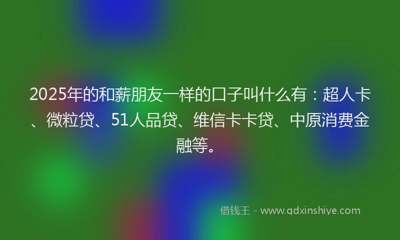 2025年的和薪朋友一样的口子叫什么有：超人卡、微粒贷、51人品贷、维信卡卡贷、中原消费金融等。