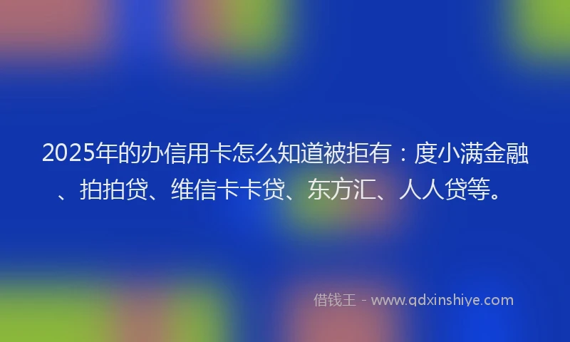 2025年的办信用卡怎么知道被拒有：度小满金融、拍拍贷、维信卡卡贷、东方汇、人人贷等。