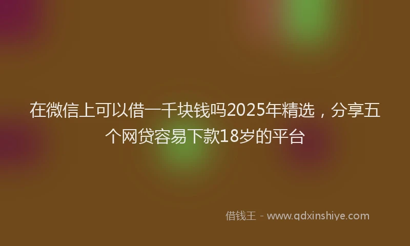 在微信上可以借一千块钱吗2025年精选，分享五个网贷容易下款18岁的平台