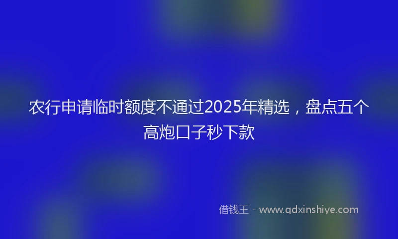 农行申请临时额度不通过2025年精选，盘点五个高炮口子秒下款