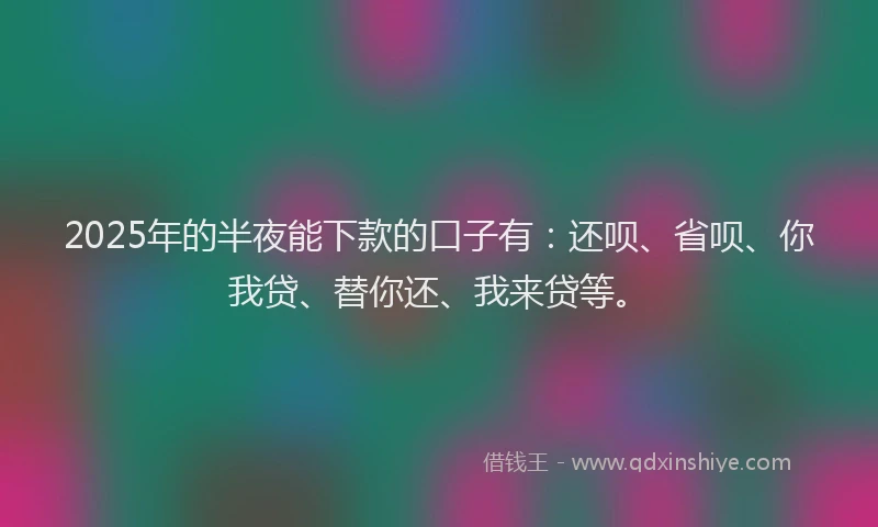 2025年的半夜能下款的口子有：还呗、省呗、你我贷、替你还、我来贷等。