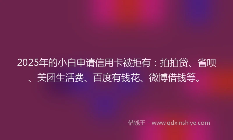 2025年的小白申请信用卡被拒有：拍拍贷、省呗、美团生活费、百度有钱花、微博借钱等。