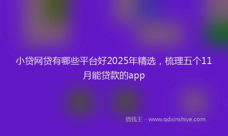 小贷网贷有哪些平台好2025年精选，梳理五个11月能贷款的app