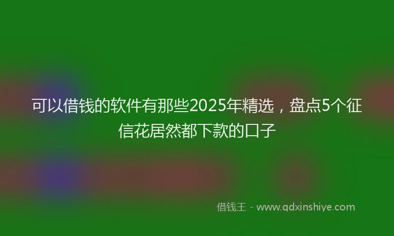 可以借钱的软件有那些2025年精选，盘点5个征信花居然都下款的口子