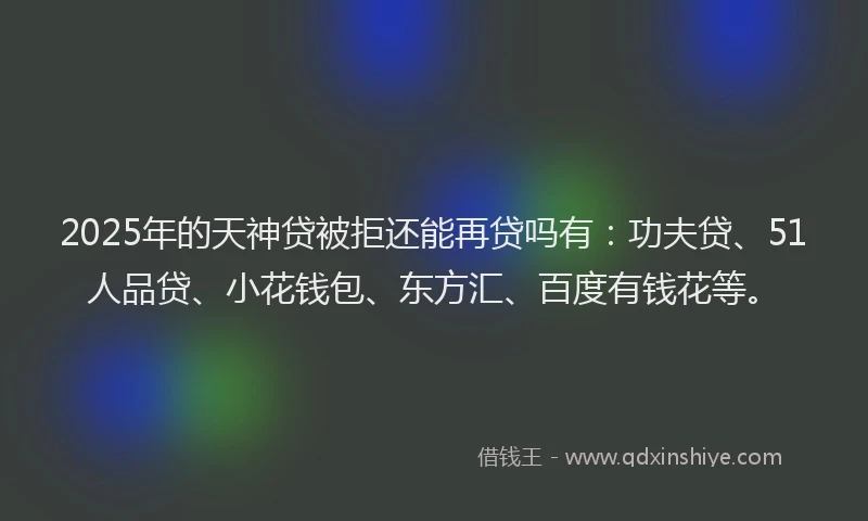 2025年的天神贷被拒还能再贷吗有：功夫贷、51人品贷、小花钱包、东方汇、百度有钱花等。