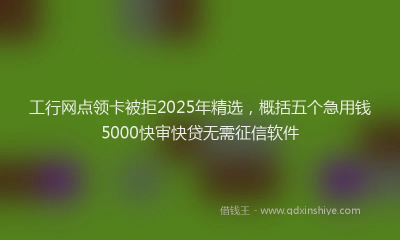 工行网点领卡被拒2025年精选，概括五个急用钱5000快审快贷无需征信软件