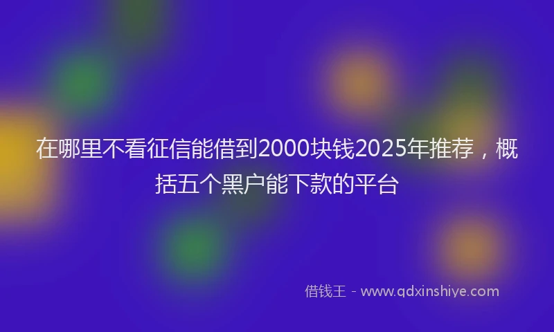 在哪里不看征信能借到2000块钱2025年推荐，概括五个黑户能下款的平台