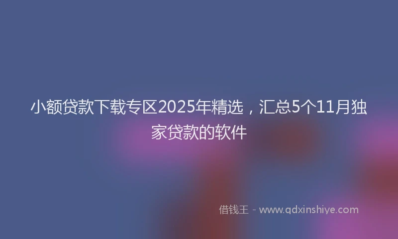 小额贷款下载专区2025年精选，汇总5个11月独家贷款的软件