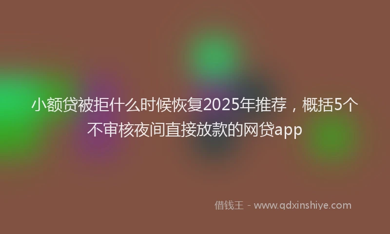 小额贷被拒什么时候恢复2025年推荐，概括5个不审核夜间直接放款的网贷app