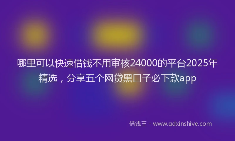 哪里可以快速借钱不用审核24000的平台2025年精选，分享五个网贷黑口子必下款app
