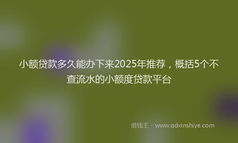 小额贷款多久能办下来2025年推荐，概括5个不查流水的小额度贷款平台