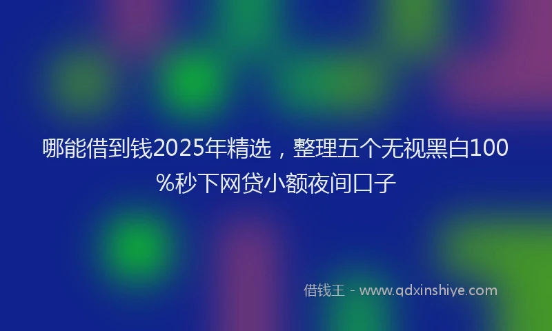 哪能借到钱2025年精选，整理五个无视黑白100%秒下网贷小额夜间口子