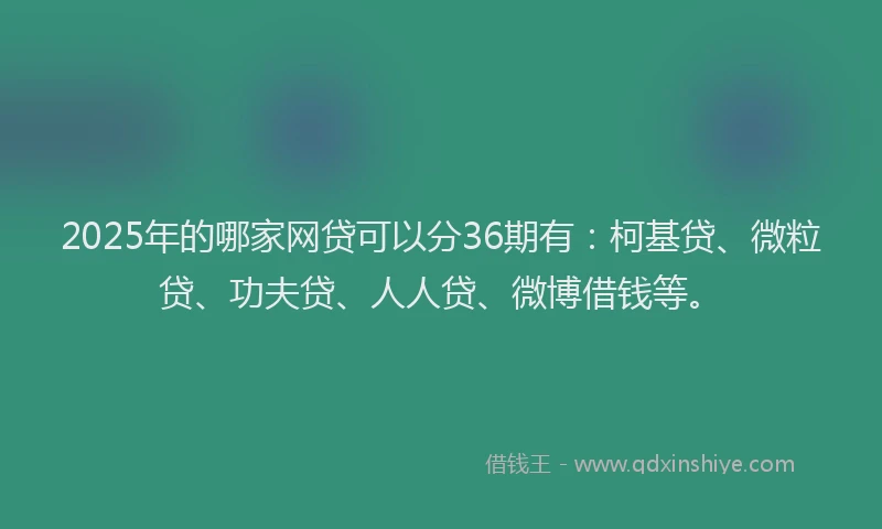 2025年的哪家网贷可以分36期有：柯基贷、微粒贷、功夫贷、人人贷、微博借钱等。
