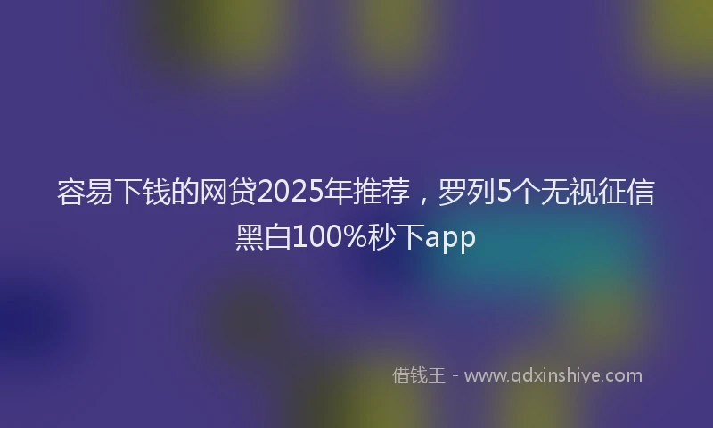 容易下钱的网贷2025年推荐，罗列5个无视征信黑白100%秒下app
