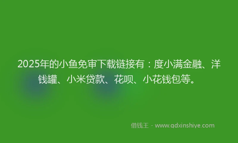 2025年的小鱼免审下载链接有：度小满金融、洋钱罐、小米贷款、花呗、小花钱包等。