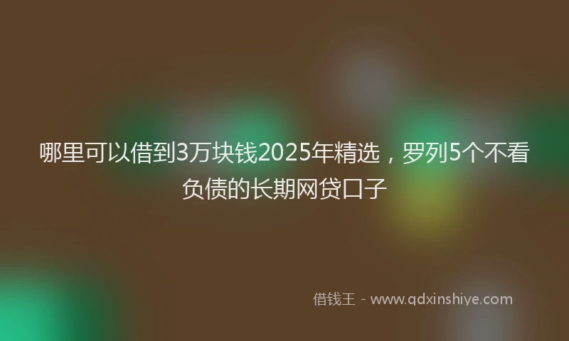 哪里可以借到3万块钱2025年精选，罗列5个不看负债的长期网贷口子