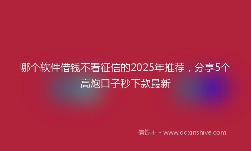 哪个软件借钱不看征信的2025年推荐，分享5个高炮口子秒下款最新