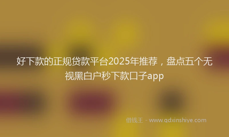 好下款的正规贷款平台2025年推荐，盘点五个无视黑白户秒下款口子app