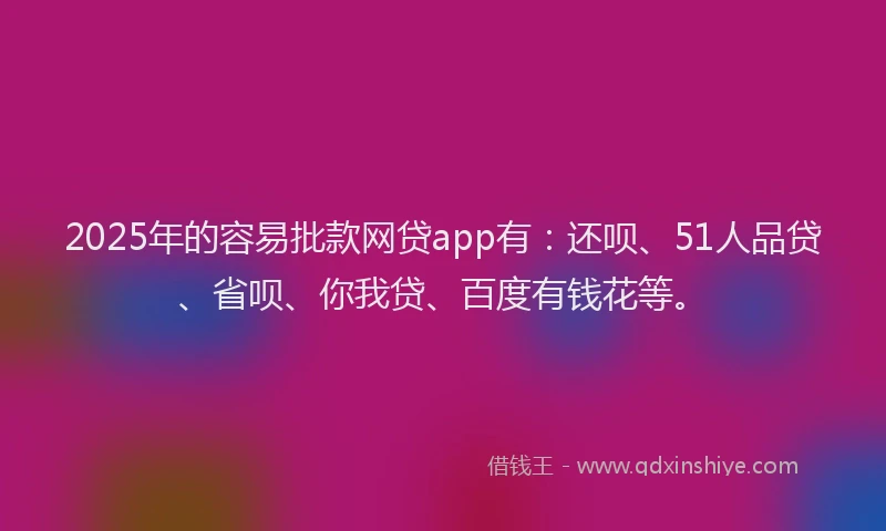 2025年的容易批款网贷app有：还呗、51人品贷、省呗、你我贷、百度有钱花等。