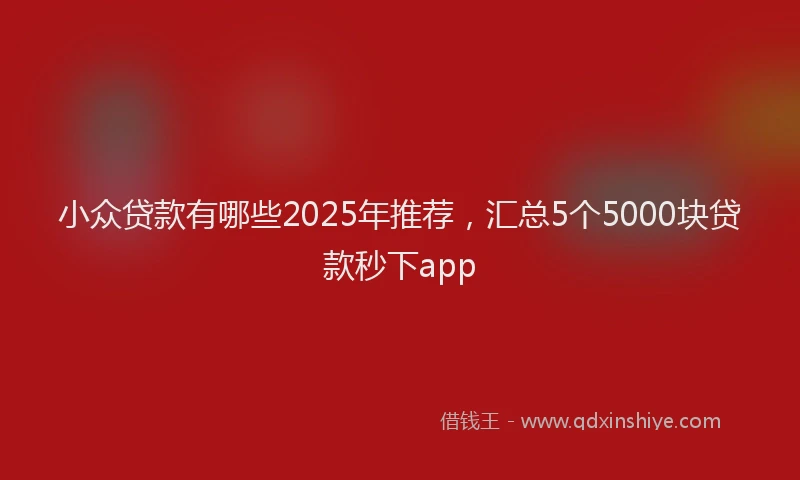小众贷款有哪些2025年推荐，汇总5个5000块贷款秒下app