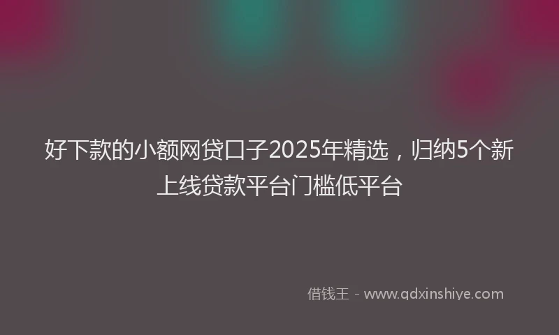 好下款的小额网贷口子2025年精选，归纳5个新上线贷款平台门槛低平台