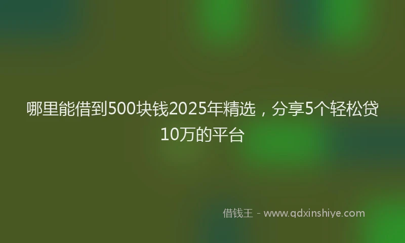 哪里能借到500块钱2025年精选，分享5个轻松贷10万的平台