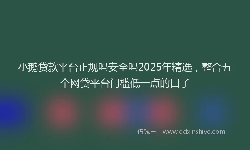 小鹅贷款平台正规吗安全吗2025年精选，整合五个网贷平台门槛低一点的口子