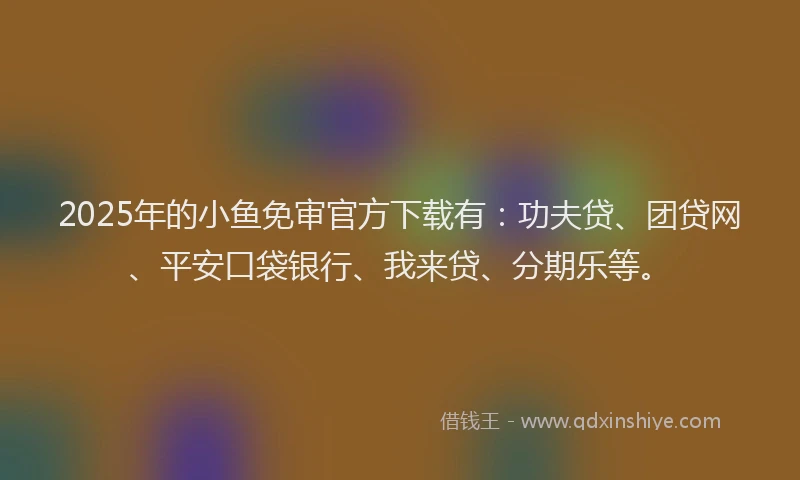 2025年的小鱼免审官方下载有：功夫贷、团贷网、平安口袋银行、我来贷、分期乐等。