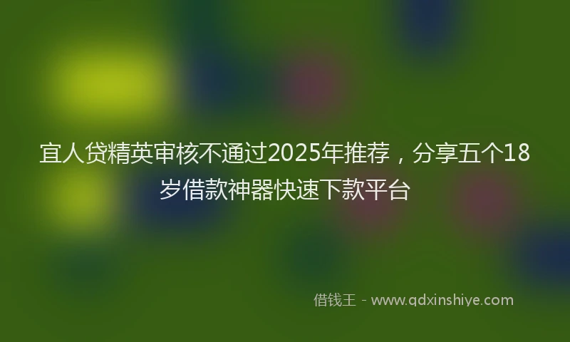 宜人贷精英审核不通过2025年推荐，分享五个18岁借款神器快速下款平台