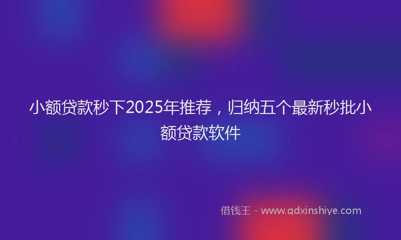 小额贷款秒下2025年推荐，归纳五个最新秒批小额贷款软件