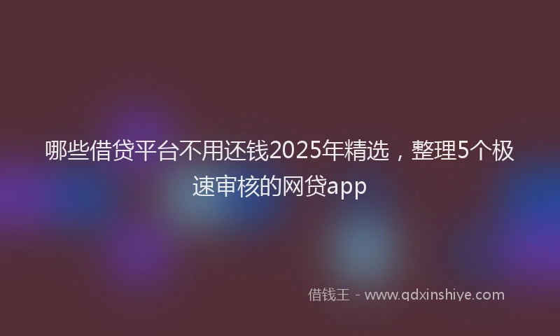 哪些借贷平台不用还钱2025年精选，整理5个极速审核的网贷app