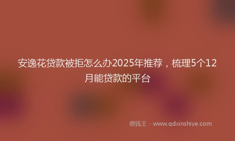 安逸花贷款被拒怎么办2025年推荐，梳理5个12月能贷款的平台