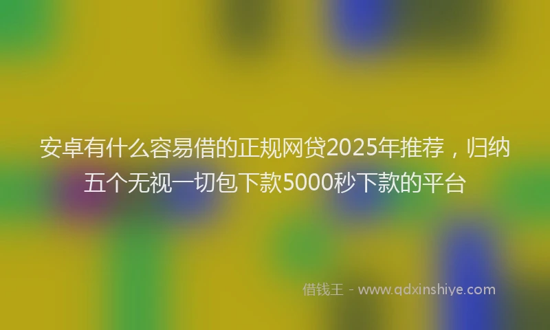 安卓有什么容易借的正规网贷2025年推荐，归纳五个无视一切包下款5000秒下款的平台