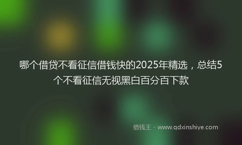 哪个借贷不看征信借钱快的2025年精选，总结5个不看征信无视黑白百分百下款