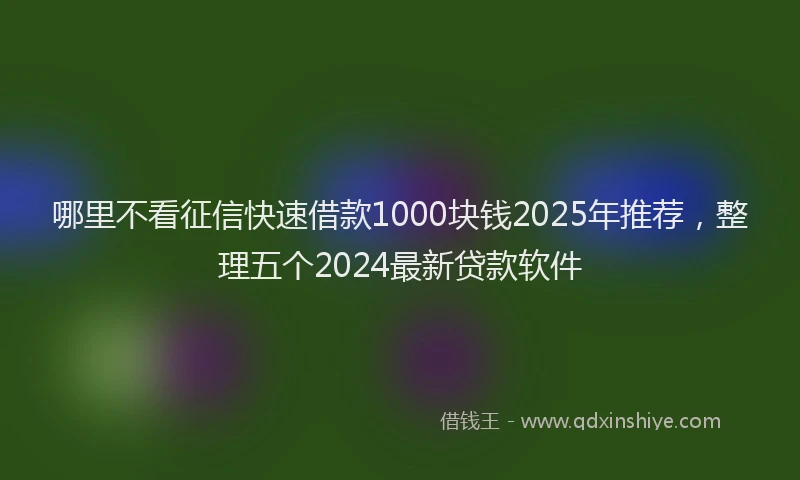 哪里不看征信快速借款1000块钱2025年推荐，整理五个2024最新贷款软件