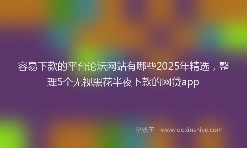 容易下款的平台论坛网站有哪些2025年精选，整理5个无视黑花半夜下款的网贷app