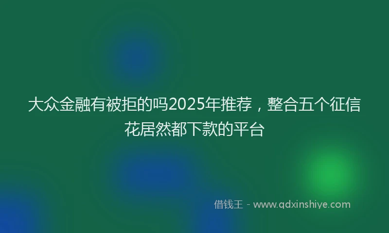 大众金融有被拒的吗2025年推荐，整合五个征信花居然都下款的平台