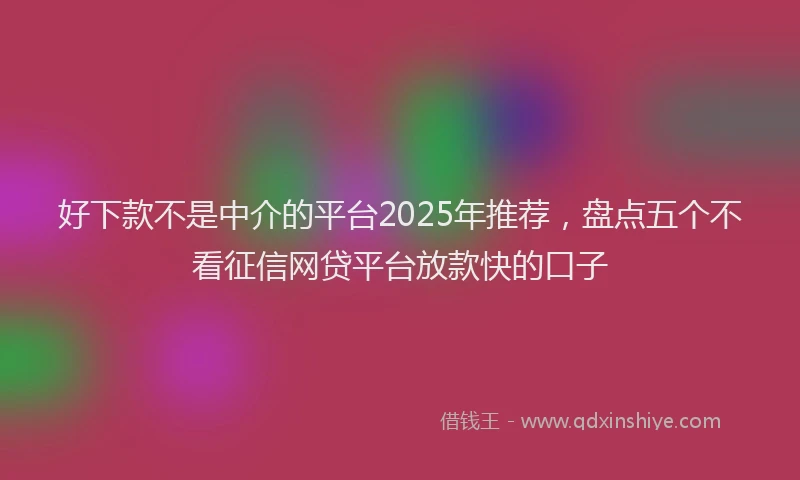 好下款不是中介的平台2025年推荐，盘点五个不看征信网贷平台放款快的口子