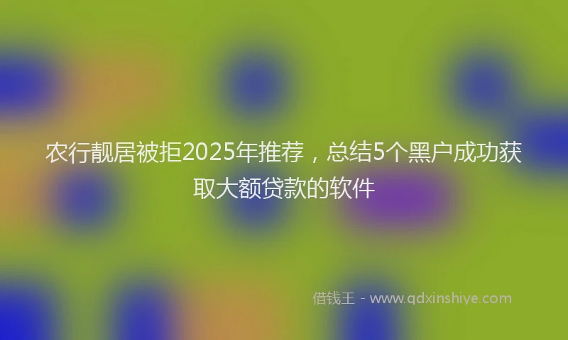 农行靓居被拒2025年推荐，总结5个黑户成功获取大额贷款的软件