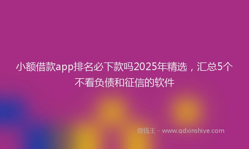 小额借款app排名必下款吗2025年精选，汇总5个不看负债和征信的软件