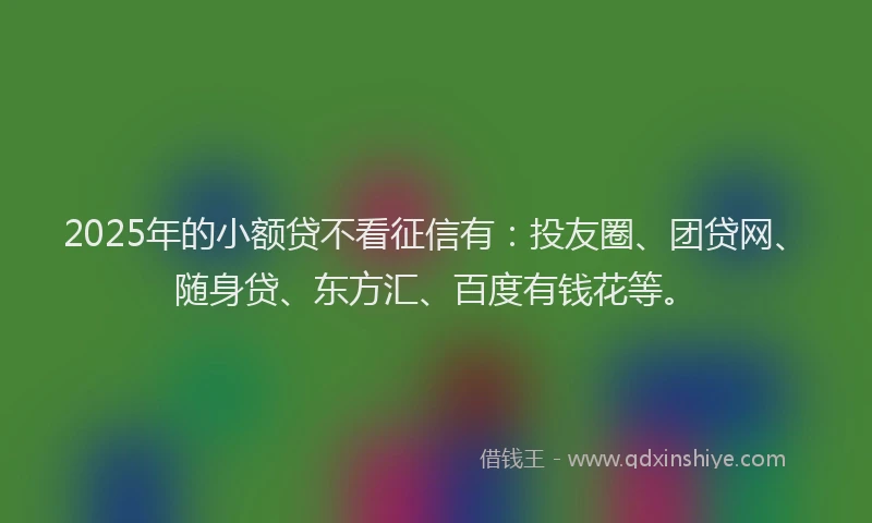 2025年的小额贷不看征信有：投友圈、团贷网、随身贷、东方汇、百度有钱花等。