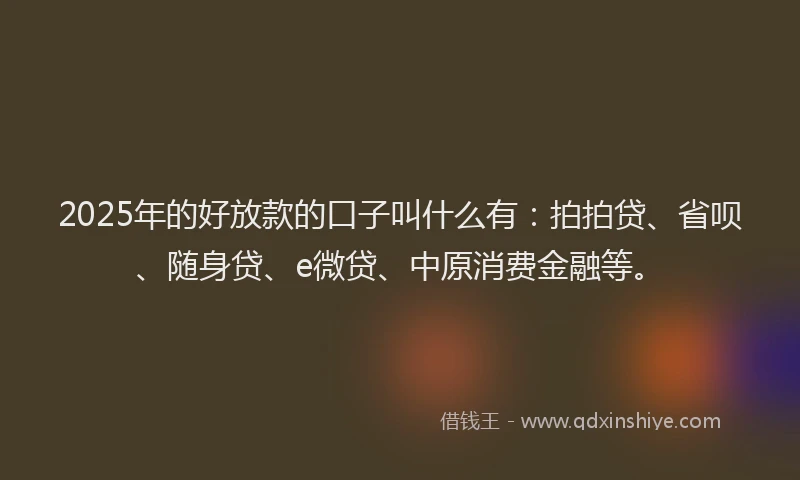 2025年的好放款的口子叫什么有：拍拍贷、省呗、随身贷、e微贷、中原消费金融等。