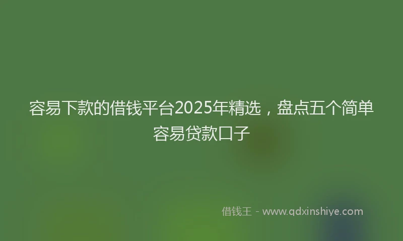 容易下款的借钱平台2025年精选，盘点五个简单容易贷款口子