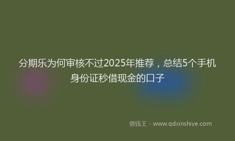 分期乐为何审核不过2025年推荐，总结5个手机身份证秒借现金的口子