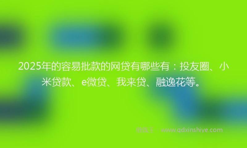 2025年的容易批款的网贷有哪些有：投友圈、小米贷款、e微贷、我来贷、融逸花等。