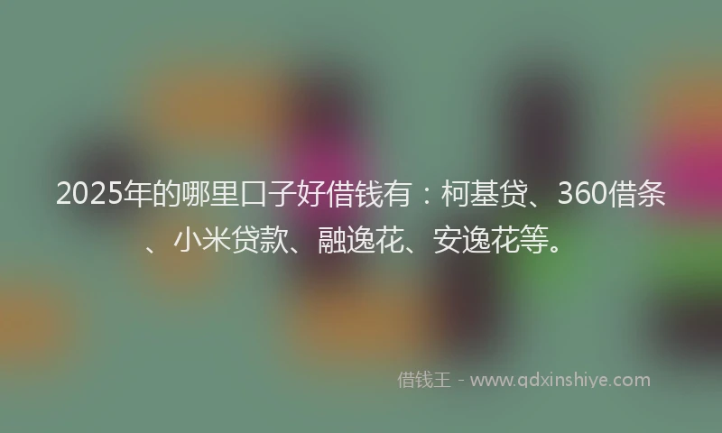 2025年的哪里口子好借钱有：柯基贷、360借条、小米贷款、融逸花、安逸花等。