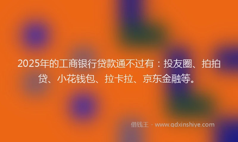 2025年的工商银行贷款通不过有：投友圈、拍拍贷、小花钱包、拉卡拉、京东金融等。